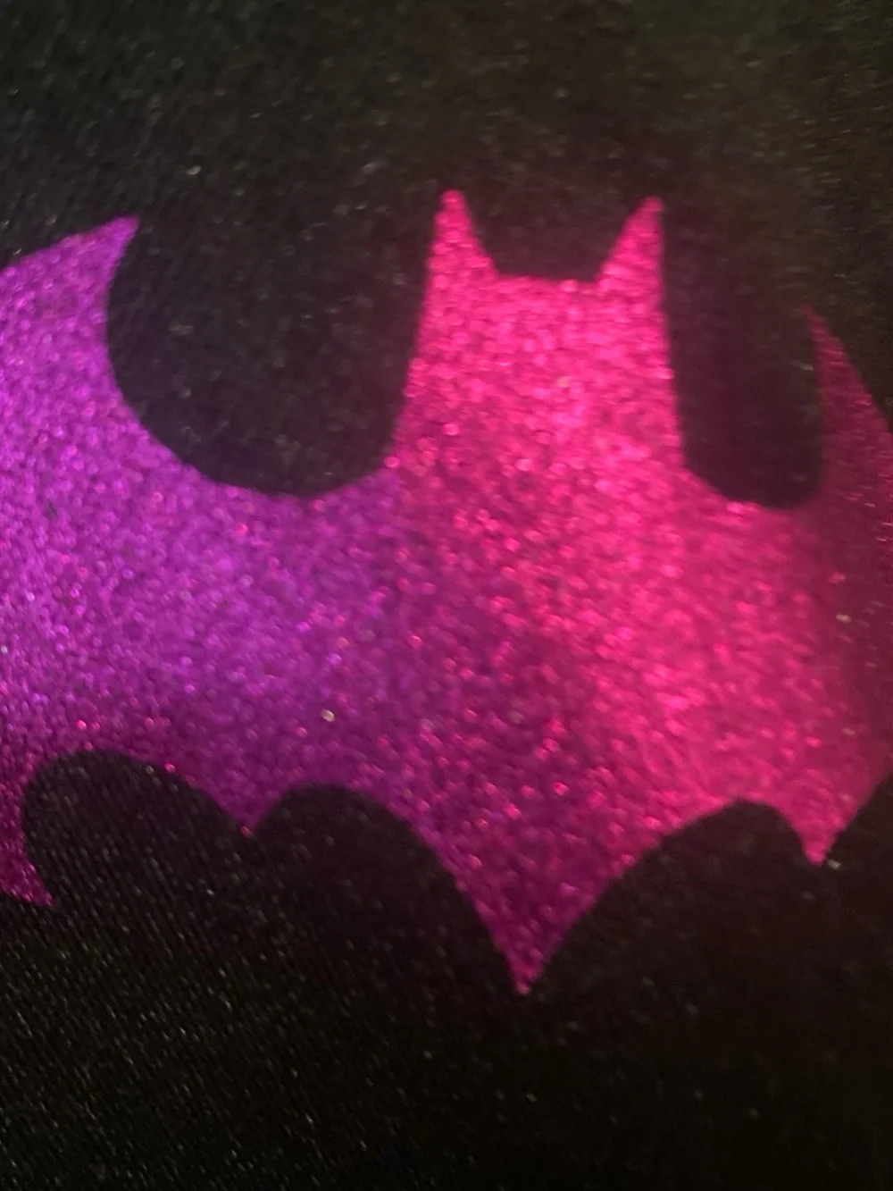 Batgirl Girls' costume with Pink Bat Motif and Gold Waistband